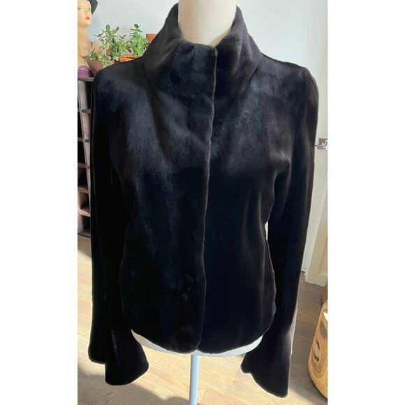 Genuine Black Sheared Mink Real Fur Luxury Coat Jacket Bell Sleeve Authentic 6 - Picture 16 of 16